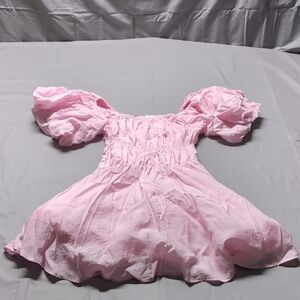 Ayana Womens Pink Smocked Ruffled Short Sleeve Blouse Size 2